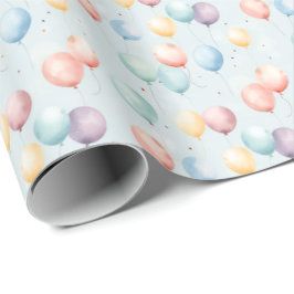 Pastel Balloon Nursery Pattern, Soft Rainbow Boys  Geschenkpapier