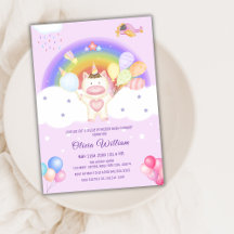 Pastel Balloon Unicorn Rainbow Baby Dusche