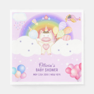 Pastel Balloon Unicorn Rainbow Baby Dusche Serviette