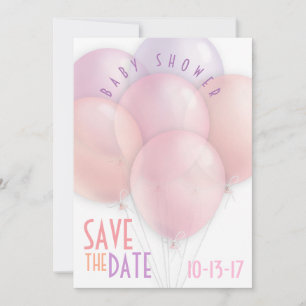 Pastel Balloons Babydusche Save the Date