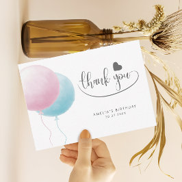Pastel Balloons Birthday Budget Thank You Mitteilungskarte