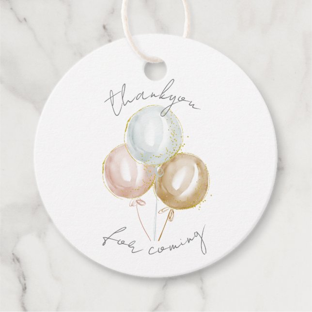 Pastel Balloons Danke Geschenkanhänger (Vorderseite)