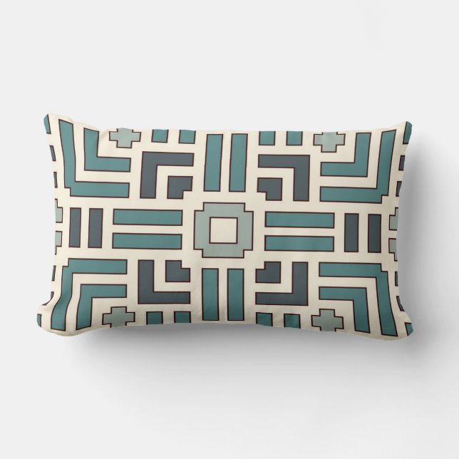 Pastel Basket Weave Motif Überlappende Streifen Lendenkissen (Vorderseite)