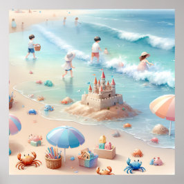 Pastel Beach Kinderzimmer Poster