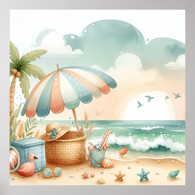 Pastel Beach Kinderzimmer Poster (Vorne)