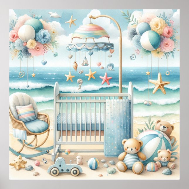 Pastel Beach Kinderzimmer Poster (Vorne)