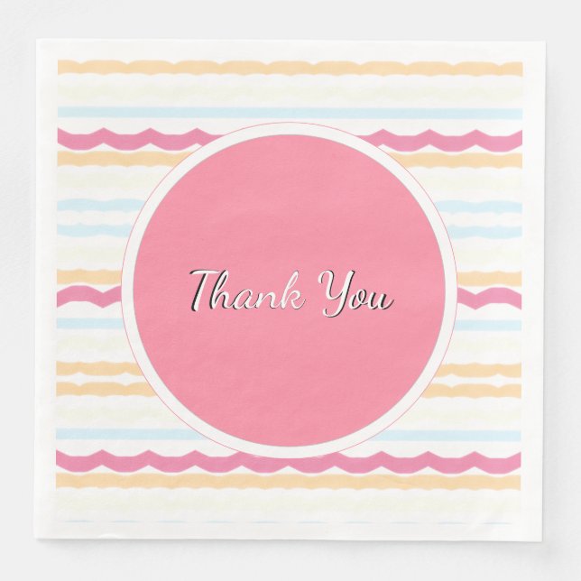 Pastel Beach Wedding Streifen Serviette (Vorderseite)