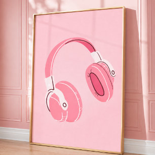 Pastel Beats: Rosa Kopfhörer Druck Leinwanddruck