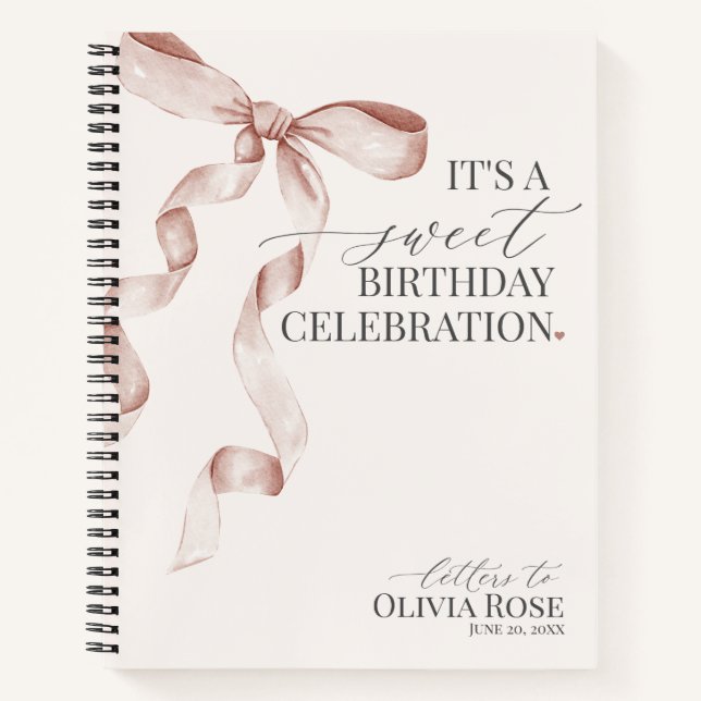 Pastel Beige Coquette Bow Letters to Birthday Girl Notizbuch (Vorderseite)