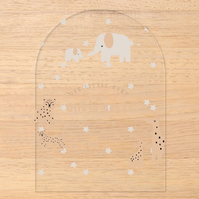 Pastel Beige Niedlich Illustrative Babydusche Acryleinladungen (Vorderseite)