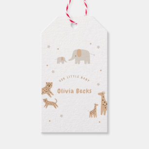Pastel Beige Niedlich Illustrative Babydusche Geschenkanhänger