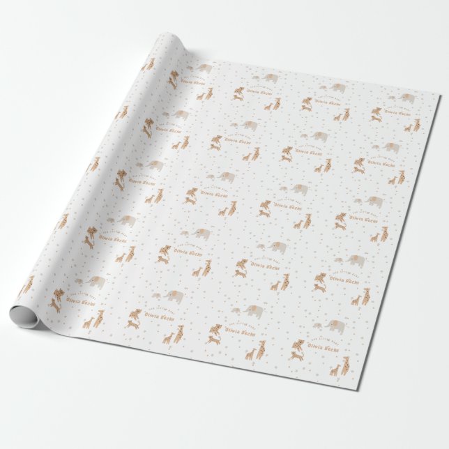 Pastel Beige Niedlich Illustrative Babydusche Geschenkpapier (Ungerollt)