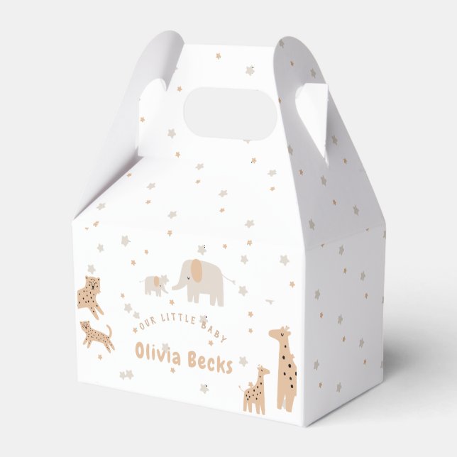 Pastel Beige Niedlich Illustrative Babydusche Geschenkschachtel (Vorderseite)