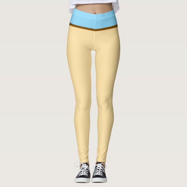 Pastel Beige und Baby Blue Leggings (Vorderseite)