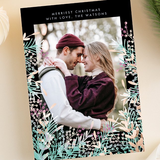 Pastel Berries Weihnachtsfotokarte Feiertagskarte (Von Creator hochgeladen)