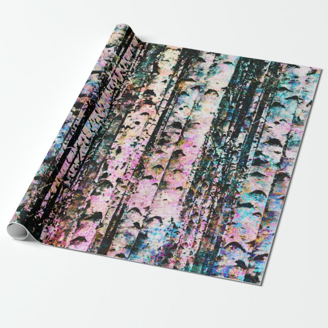 Pastel Birch Trees Geschenkpapier (Ungerollt)