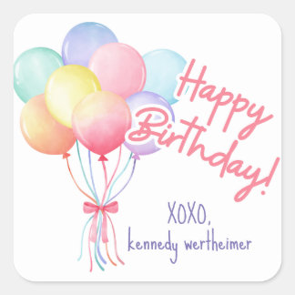Pastel Birthday Balloons Sticker