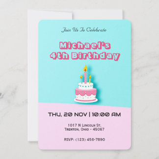 Pastel Birthday Cake mit Kerzen Einladung