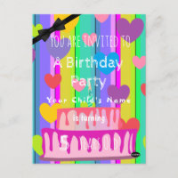 Pastel Birthday Custom Hearts Einladung HAMbWG Po