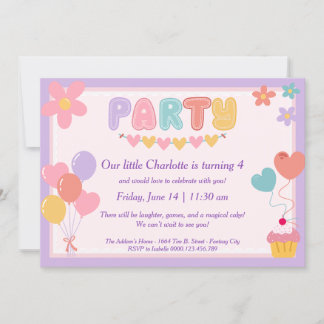 Pastel Birthday Einladung lila