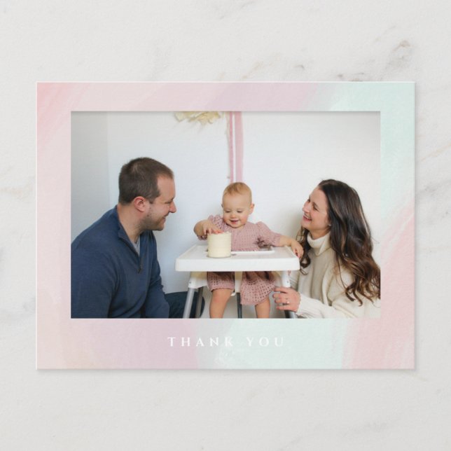 Pastel Birthday Vielen Dank Foto Postcard Postkarte (Vorderseite)