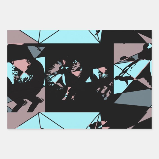 Pastel Black Blue Pink Grey abstract  Geschenkpapier Set (Vorderseite 3)