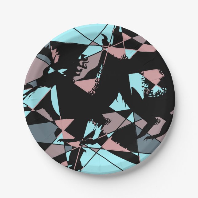 Pastel Black Blue Pink Grey abstract  Pappteller (Vorderseite)