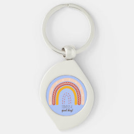 PASTEL BLAU AFFIRMATION QUOTE BOHO RAINBOW METAL SCHLÜSSELANHÄNGER