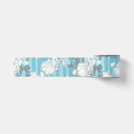PASTEL BLAU & WEISS BLUME SATINBAND