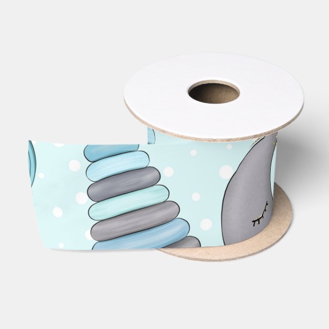 PASTEL BLAUE & GRAY BABY ITEMS SATINBAND (Spule)