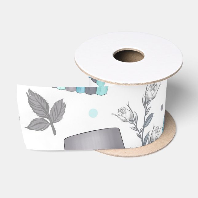 PASTEL BLAUE & GRAY BABY ITEMS SATINBAND (Spule)