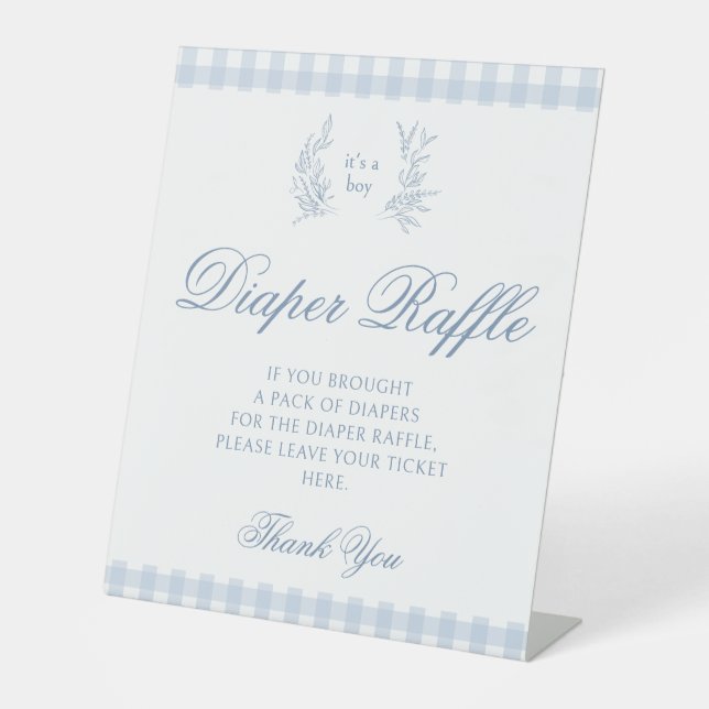 Pastel blauer Baby Duschdiapier Sockelschild (Vorderseite)