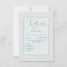 Pastel. bleu motif mariage Carte de réponse
