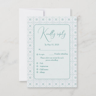 Pastel. bleu motif mariage Carte de réponse