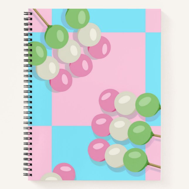 Pastel bleu rose À damiers Dango Carnet spiral (Devant)
