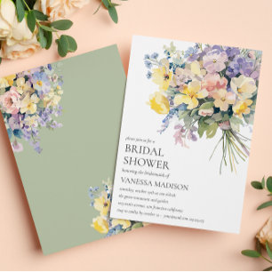 Pastel Bloom BRIDE BOUQUET BRAUTPARTY Einladung