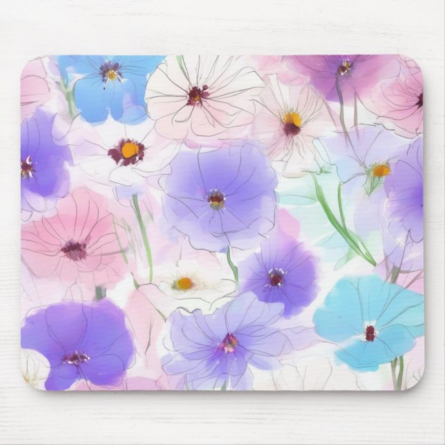 Pastel Bloom Flow Floral Mauspad (Vorne)