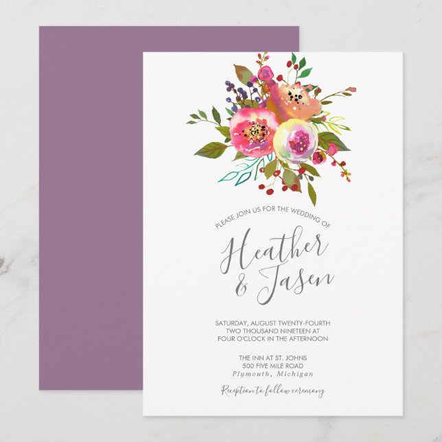 Pastel Blooms Fantasy Floral Wedding Einladung (Vorne/Hinten)