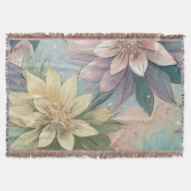 Pastel Blossom Burst: Muster für Blumenexplosionen Decke (Vorderseite)