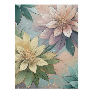 Pastel Blossom Burst: Muster für Blumenexplosionen Poster