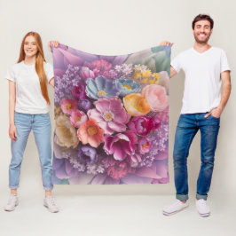 Pastel Blossom Harmony Floral Elegante Fleecedecke