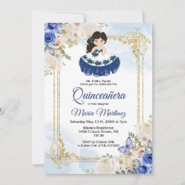 Pastel Blue 4 Quinceañera mexikanische Einladung