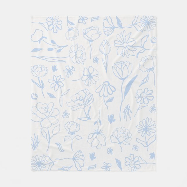 Pastel Blue Abstrakt floral Botanischer Garten Kun Fleecedecke (Vorderseite)