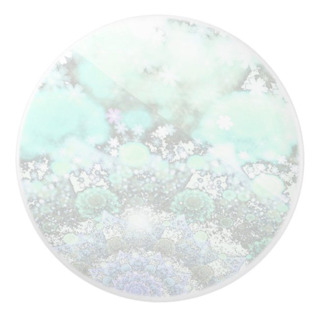 Pastel Blue - Abstrakter Marmoreffekt grün Keramikknauf (Vorderseite)