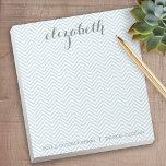 Pastel Blue and Gray Chevrons Custom Name Notizblock<br><div class="desc">A beautiful and feminine design that is perfect for any girly girl or even a bride. If you need to move items around,  click on the design area to make changes.</div>