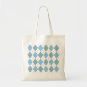 Pastel Blue Argyle Pattern Tote Bag