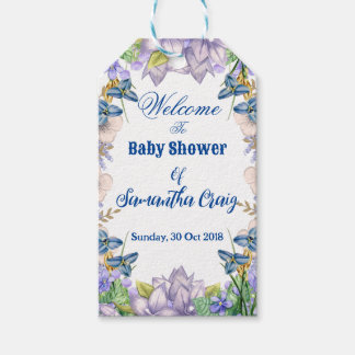 Pastel Blue Blooms Lila Lilac Floral Baby Dusche Geschenkanhänger