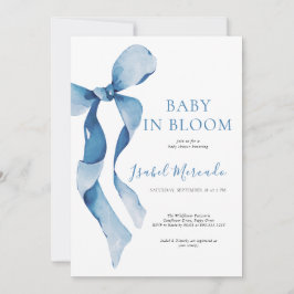 Pastel Blue Bow Baby in Bloom Einladung
