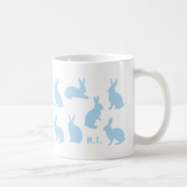 Pastel Blue Bunnies With Custom Monogram Easter Kaffeetasse