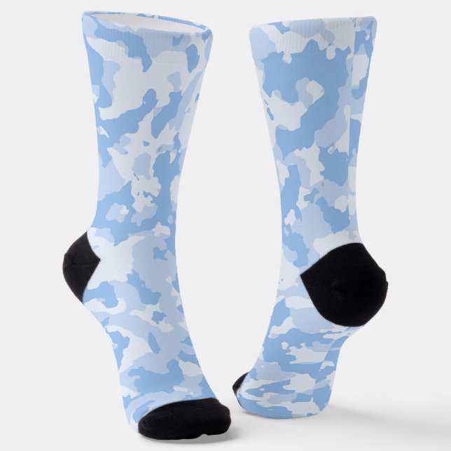 Pastel Blue Camouflage Camouflage Pattern Socken (Gewinkelt)